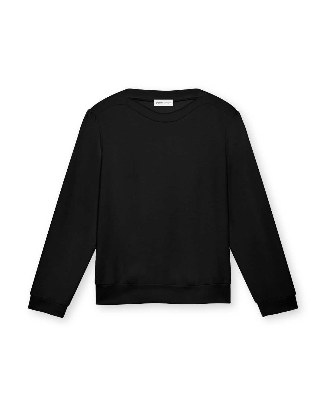Women's Puff Sleeve Sweatshirt | Black | Boatneck | Long Sleeve | Soft Cotton Bamboo