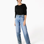 Women's Puff Sleeve Sweatshirt | Black | Boatneck | Long Sleeve | Soft Cotton Bamboo