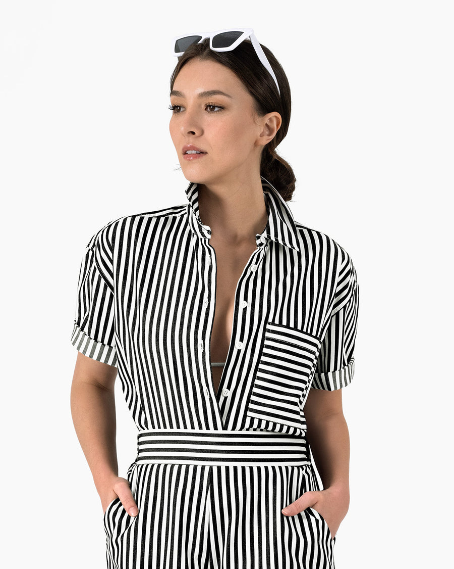 Striped Black and White Shirt | Black with White Stripe Shirt | Lacson Ravello