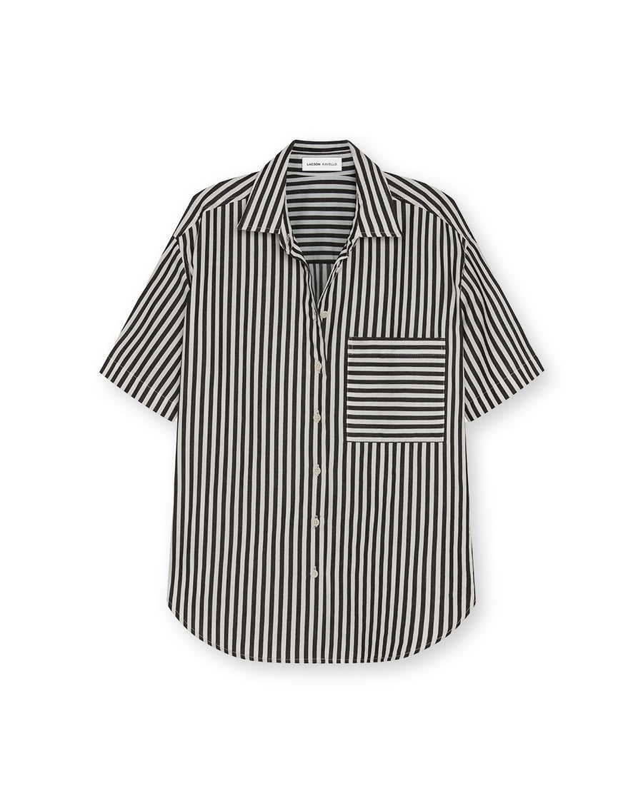Bernadette Camp Shirt - Black and White Stripe