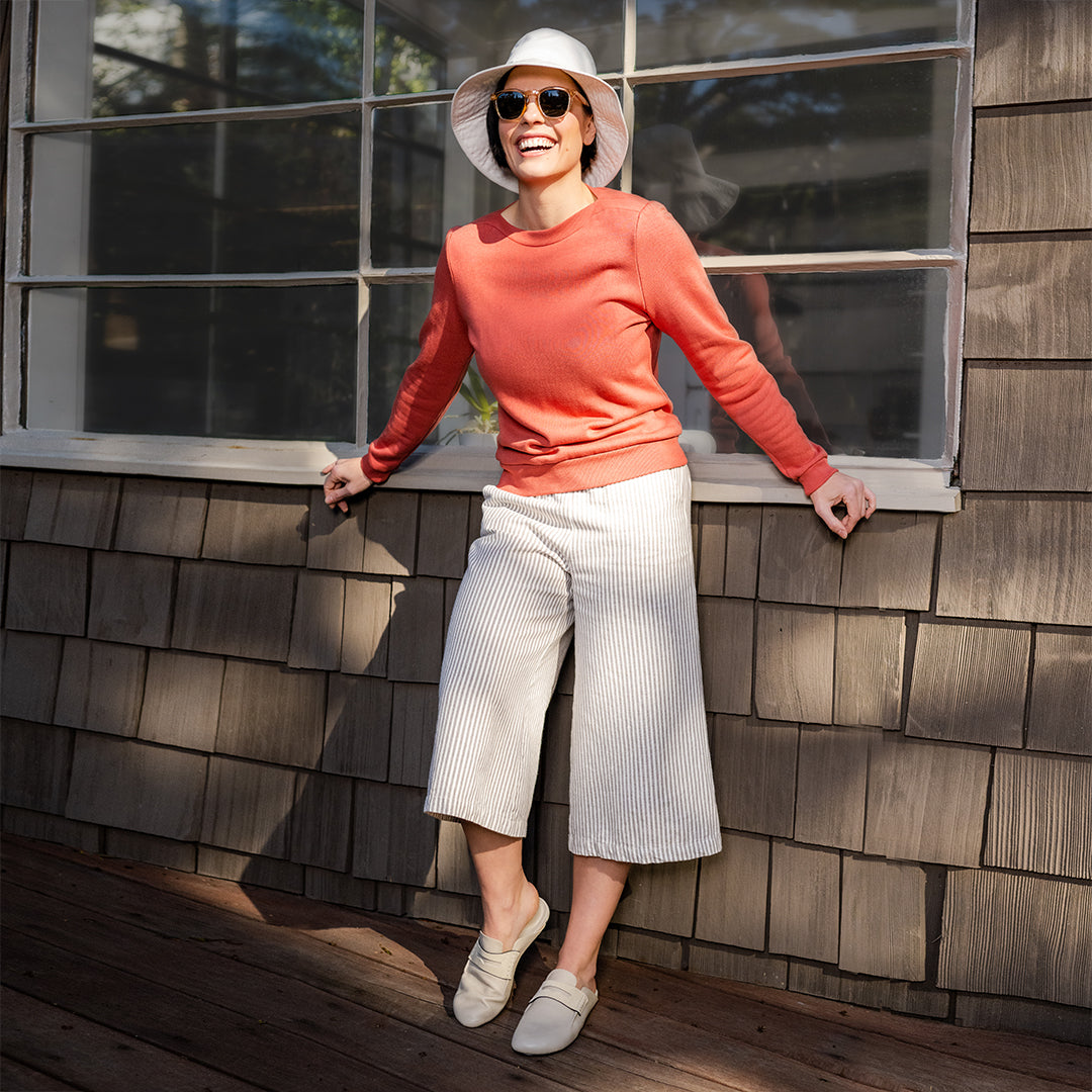 Stripe Culottes for Women - Wide Leg, High Waist, Flat Front, Elastic  Waist, Pockets, Hemp Organic Cotton, Soft