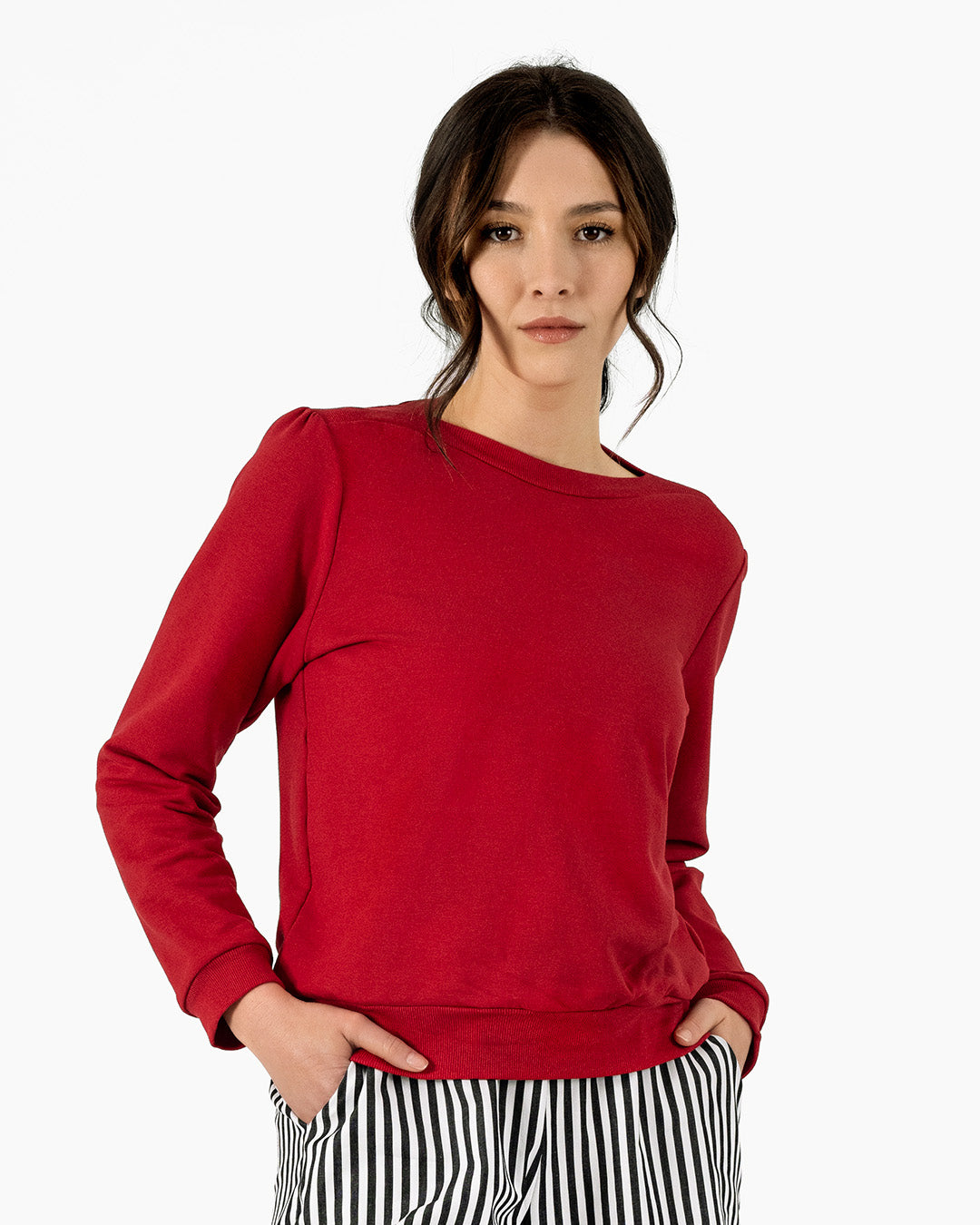Red long sleeve sweatshirt clearance