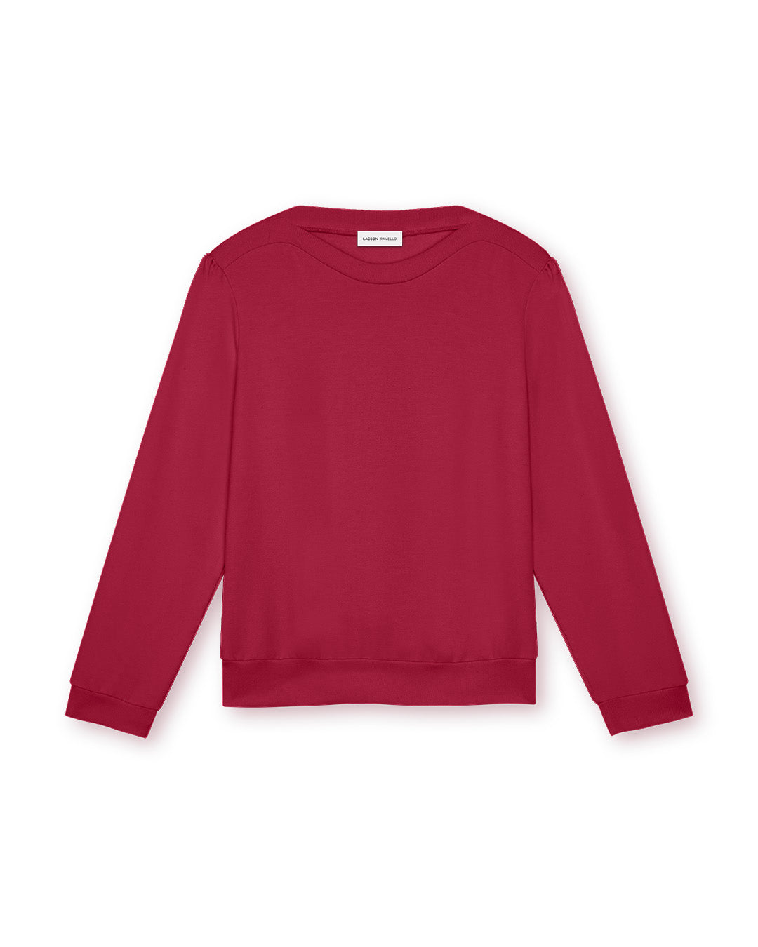 Women's Puff Sleeve Sweatshirt | Red | Boatneck | Long Sleeve | Soft Cotton Bamboo