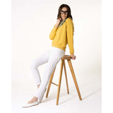 Women's Puff Sleeve Sweatshirt | Yellow | Boatneck | Long Sleeve | Soft Cotton Bamboo