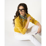 Women's Puff Sleeve Sweatshirt | Yellow | Boatneck | Long Sleeve | Soft Cotton Bamboo