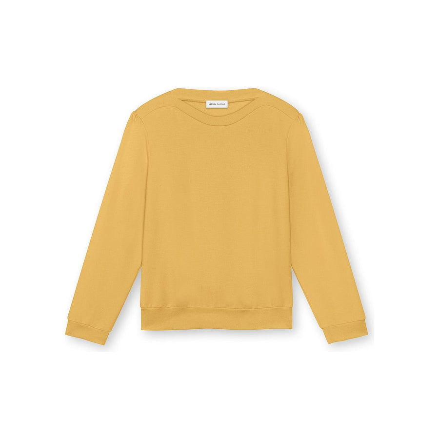 Womens Sweatshirt Yellow - Puff Sleeve Sweatshirt - Lacson Ravello