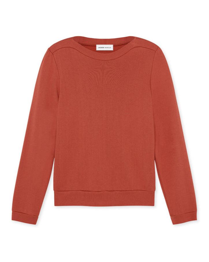 Women's Puff Sleeve Sweatshirt | Orange | Boatneck | Long Sleeve | Soft Cotton Bamboo