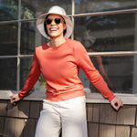Women's Puff Sleeve Sweatshirt | Rust | Boatneck | Long Sleeve | Soft Cotton Bamboo