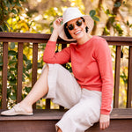 Women's Puff Sleeve Sweatshirt | Coral | Boatneck | Long Sleeve | Soft Cotton Bamboo