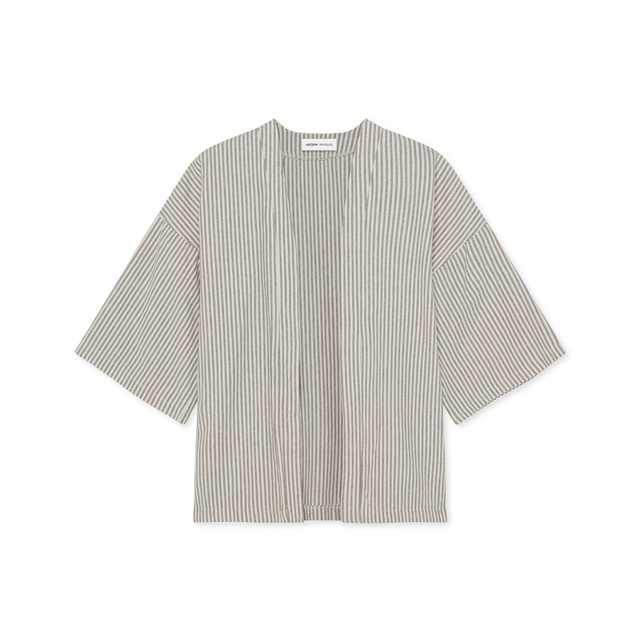 stripe jacket, hemp and organic cotton canvas, oversized, kimono-inspired silhouette, hidden side-seam pockets - lacson ravello