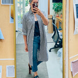 Women's Stripe Long Sleeve Shirtdress | Black with White Stripe Shirtdress | Lacson Ravello
