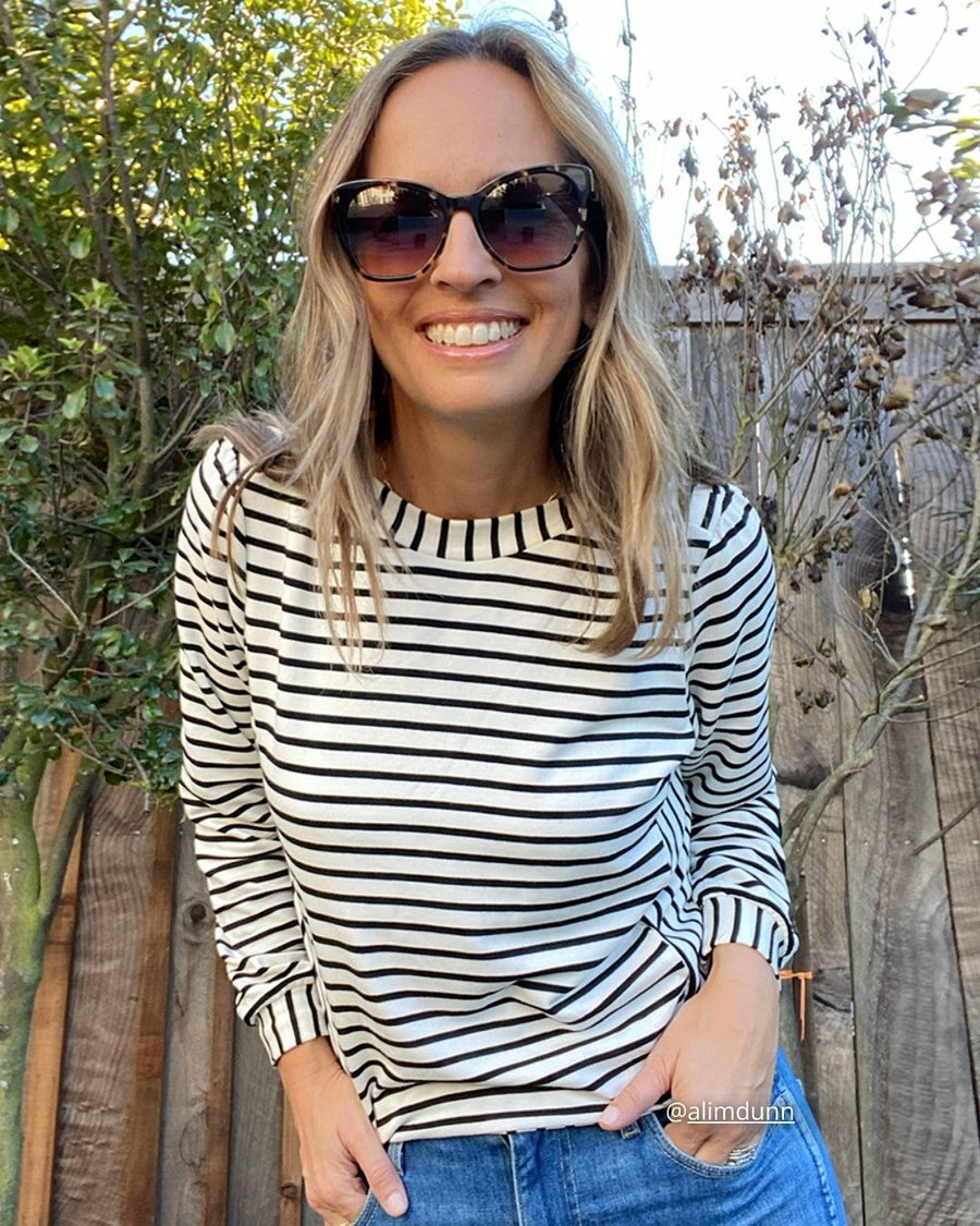 Black and White Striped Sweatshirt | Long Sleeve | Boatneck | Ali Dunn