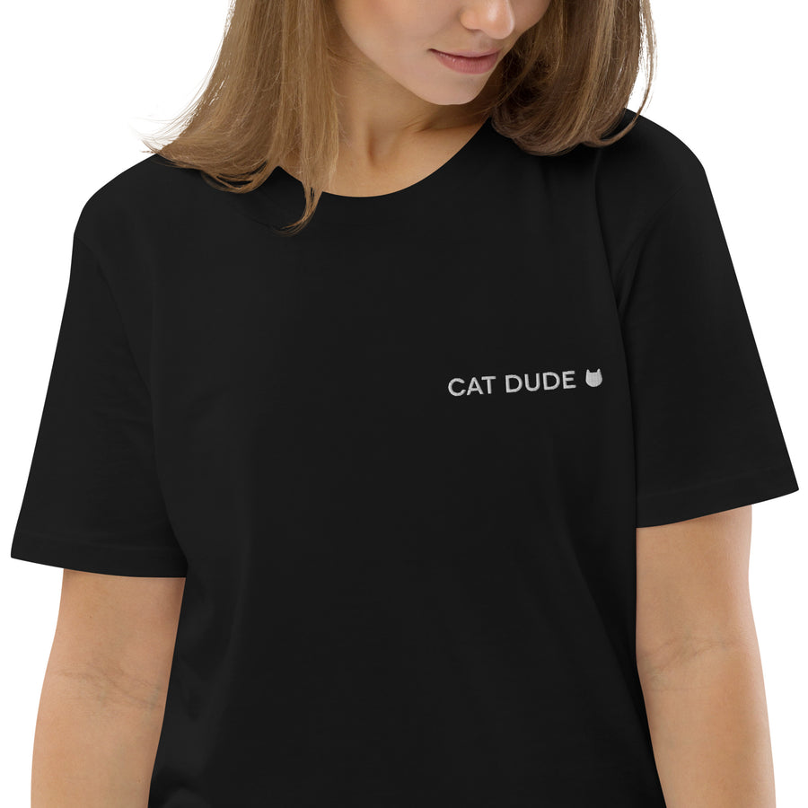 Cat Lady Dude Embroidered Tee Black | Kamala Harris Tee | Lacson Ravello