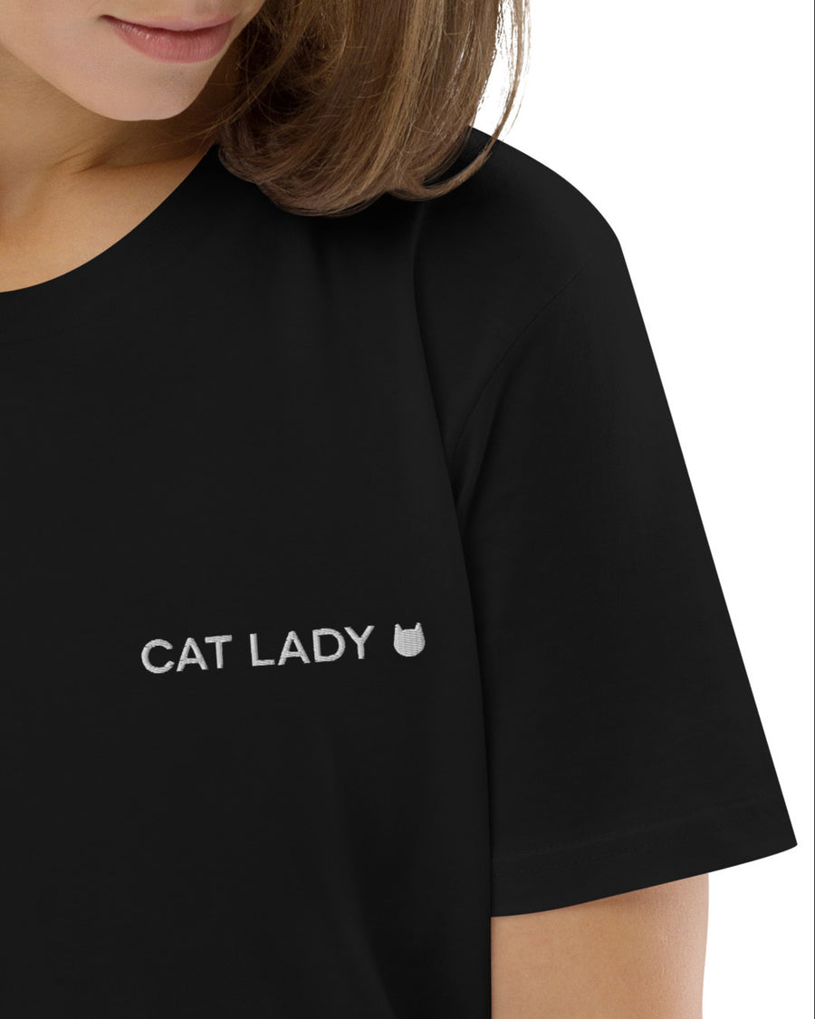 Cat Lady Embroidered Tee Black | Kamala Harris Tee | Lacson Ravello