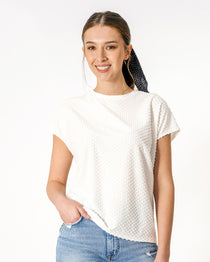 White Shirt | White tees shirt | women's white dot tee