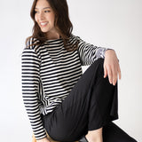 Adriana Black and White Striped Tee