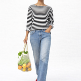 Adriana Black and White Striped Tee