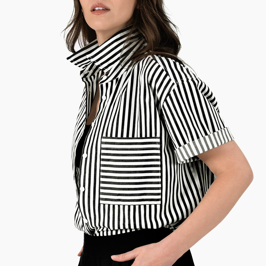 Striped Black and White Shirt | Black with White Stripe Shirt | Lacson Ravello