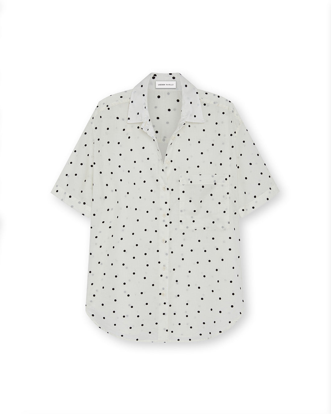 Polka Dot Shirt Ladies | Flocked Dot Collared Shirt | Lacson Ravello