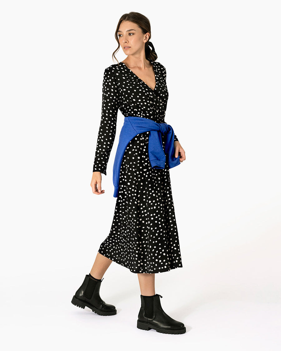 Womens polka dot midi dress - Womens wrap dress - Lacson Ravello