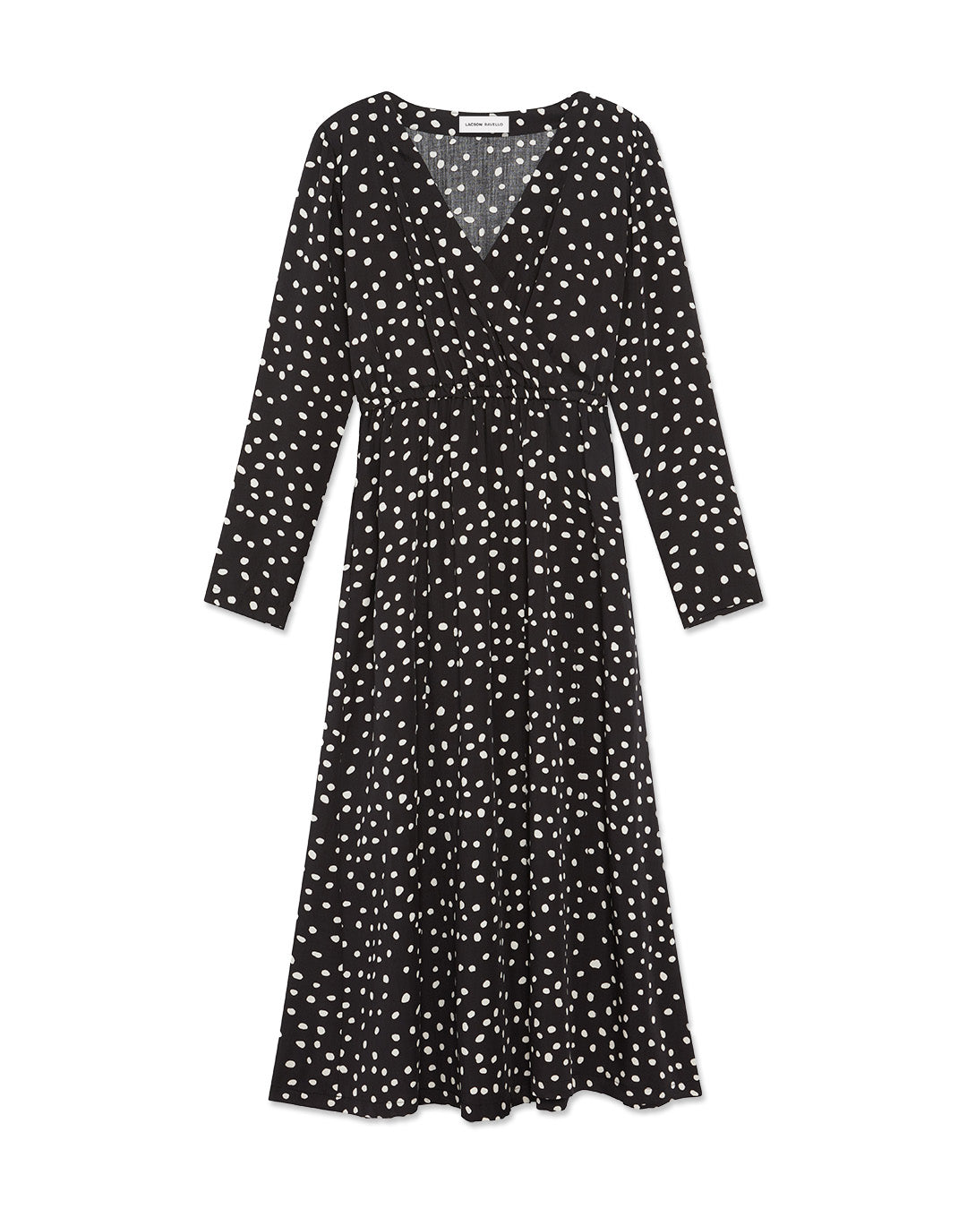 Womens Polka Dot Midi Dress | Black and White | Wrap Style | Long Sleeves XL Womens Polka Dot Midi Dress | Black and White | Wrap Style | Long Sleeves XL