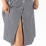 Women's Stripe Long Sleeve Shirtdress | Black with White Stripe Shirtdress | Lacson Ravello