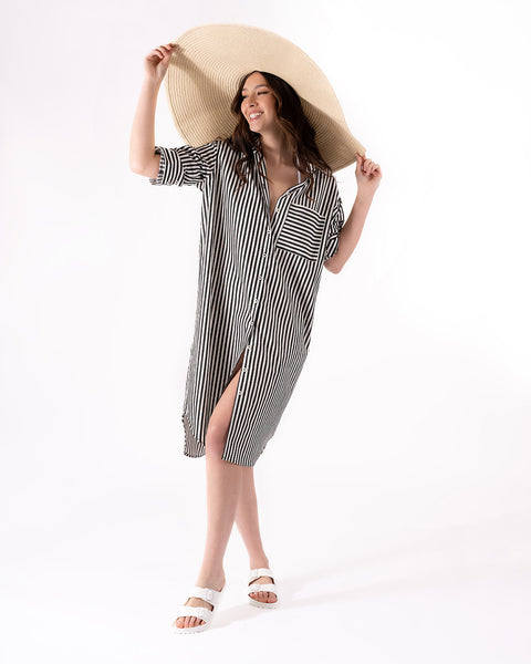 striped shirt dress Women's Trista Striped Midi Shirt Dress