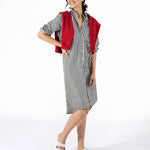 Women's Stripe Long Sleeve Shirtdress | Black with White Stripe Shirtdress | Lacson Ravello