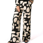 Print Wide Leg Pants | Graphic Print | Elastic Waist | Mid-rise