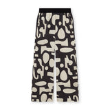 Print Wide Leg Pants | Graphic Print | Elastic Waist | Mid-rise