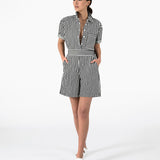 Livia Bermuda Shorts - Black and White Stripe