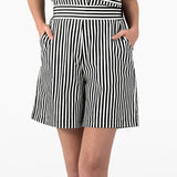 Livia Bermuda Shorts - Black and White Stripe