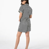 Livia Bermuda Shorts - Black and White Stripe