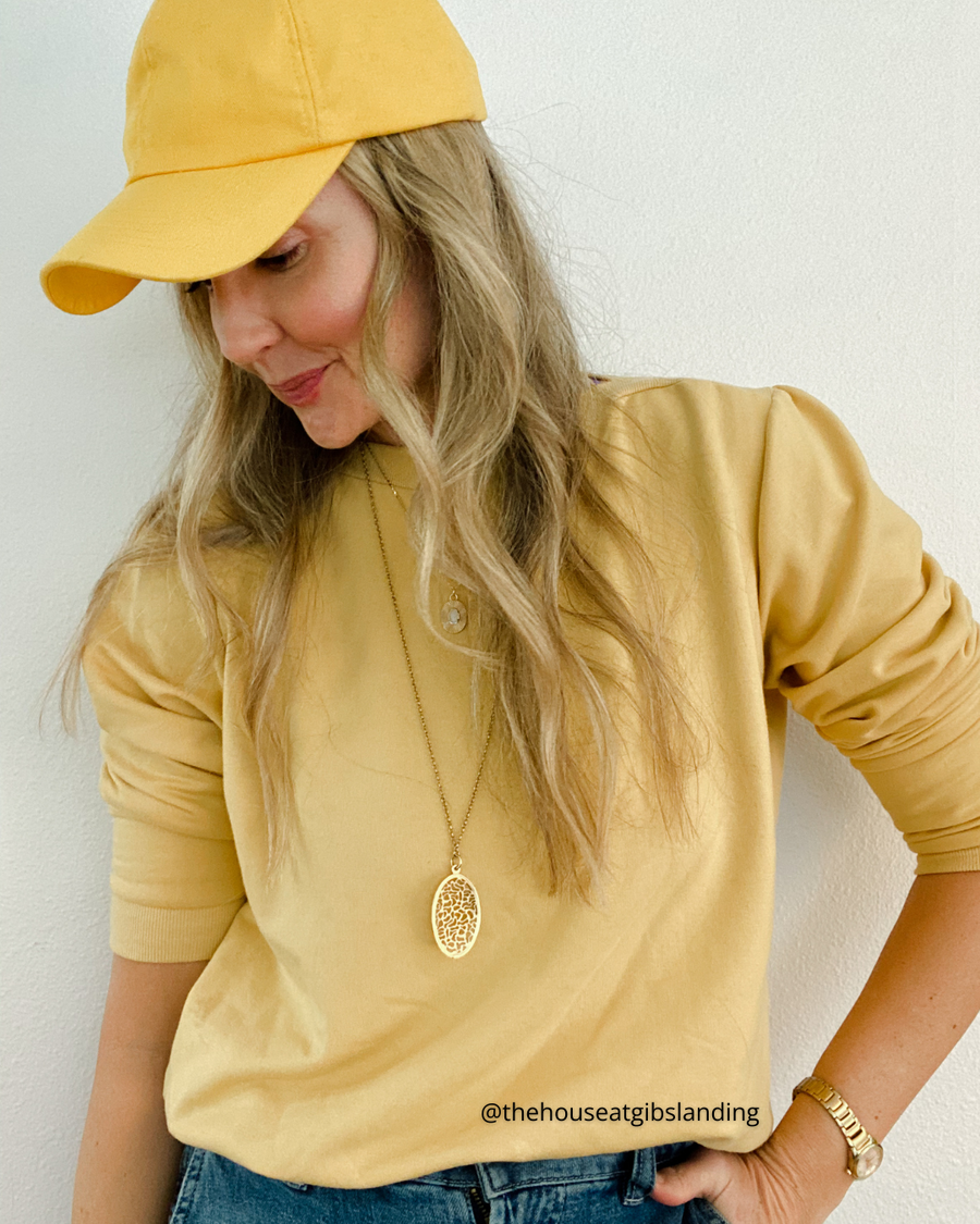 Womens Sweatshirt Yellow - Puff Sleeve Sweatshirt - Lacson Ravello - Lisa Haukom