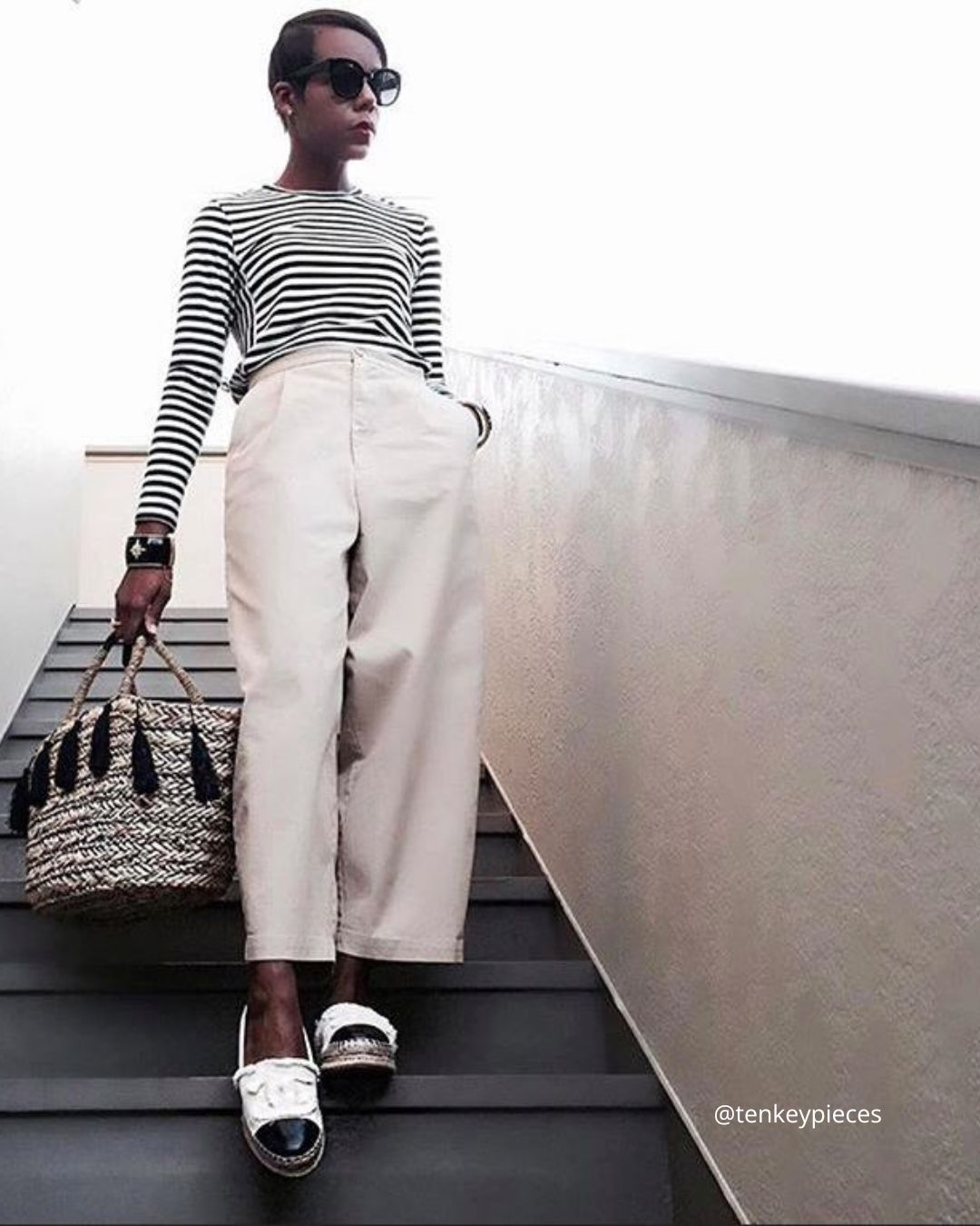 Striped Black and White Shirt Womens | Women's Striped Tee | Long Sleeve Tee | Crewneck 