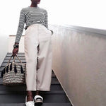 Striped Black and White Shirt Womens | Women's Striped Tee | Long Sleeve Tee | Crewneck 