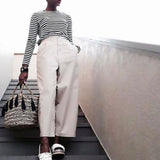 Striped Black and White Shirt Womens | Women's Striped Tee | Long Sleeve Tee | Crewneck 