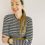 Striped Black and White Shirt Womens | Women's Striped Tee | Long Sleeve Tee | Crewneck 