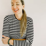 Striped Black and White Shirt Womens | Women's Striped Tee | Long Sleeve Tee | Crewneck 