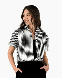 Striped Black and White Shirt | Black with White Stripe Shirt | Lacson Ravello