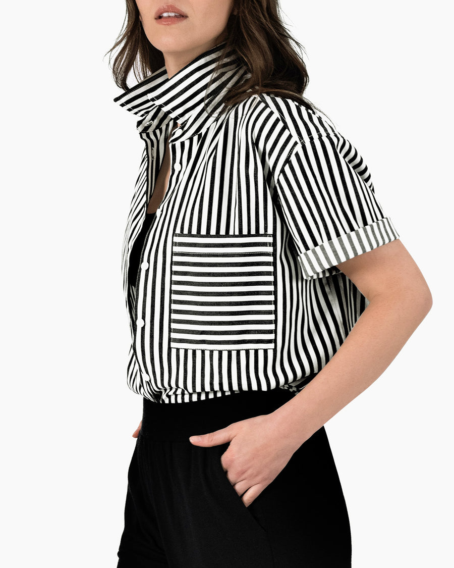 Striped Black and White Shirt | Black with White Stripe Shirt | Lacson Ravello
