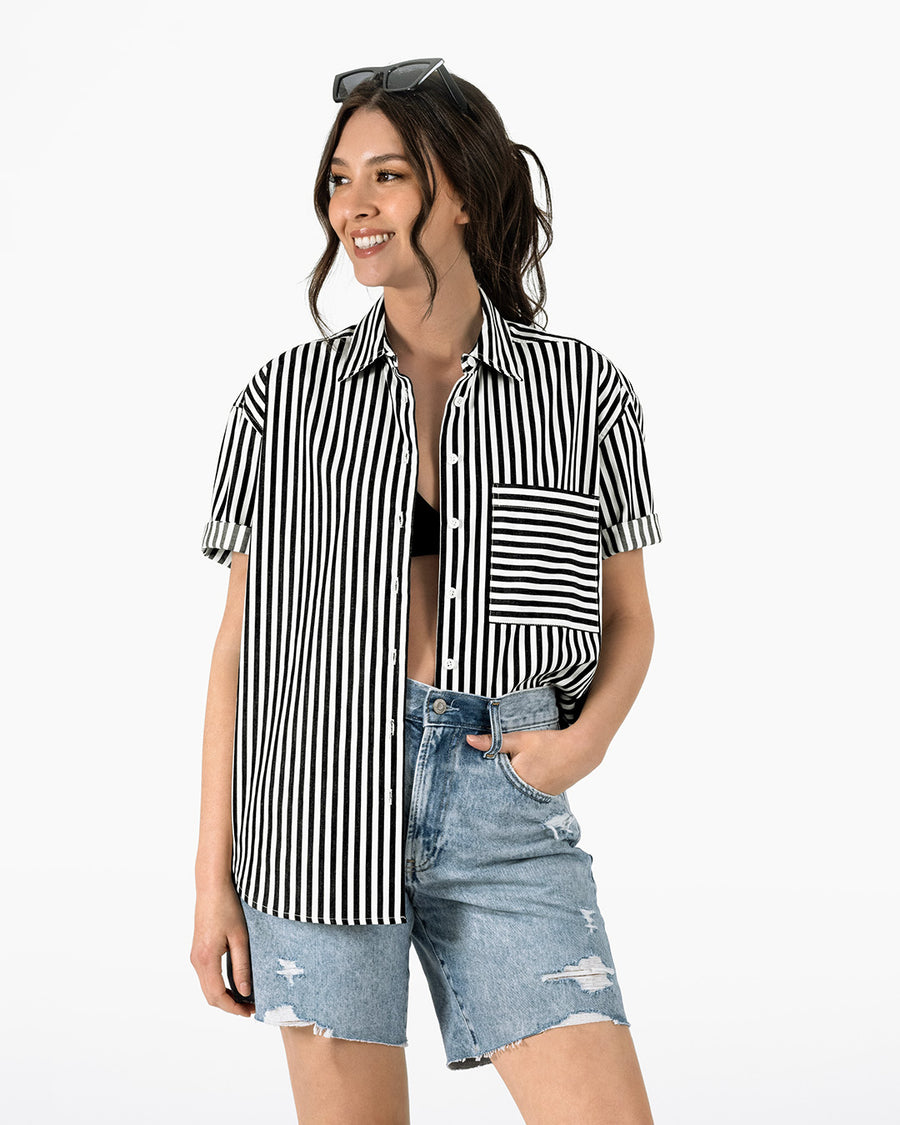 Striped Black and White Shirt | Black with White Stripe Shirt | Lacson Ravello