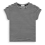 Women's Black and White Striped T-Shirt | Cap Sleeve Tee | Crewneck 