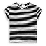 Women's Black and White Striped T-Shirt | Cap Sleeve Tee | Crewneck 