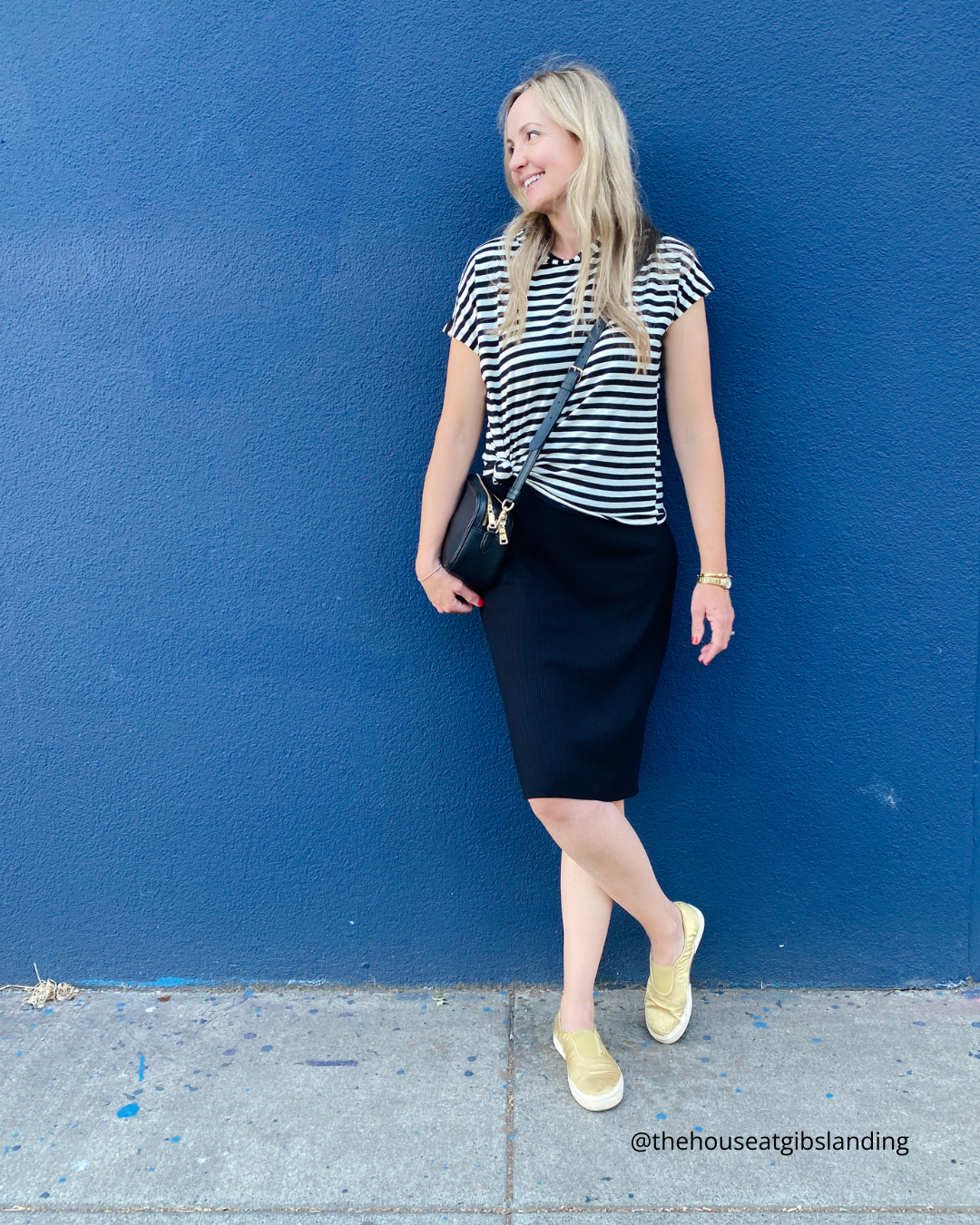 Women's Black and White Striped T-Shirt | Cap Sleeve Tee | Crewneck 