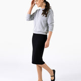Women's Puff Sleeve Sweatshirt | Heather Grey | Boatneck | Long Sleeve | Soft Cotton Bamboo