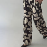 Print Wide Leg Pants | Graphic Print | Elastic Waist | Mid-rise