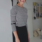Striped Black and White Shirt Womens | Women's Striped Tee | Long Sleeve Tee | Crewneck 