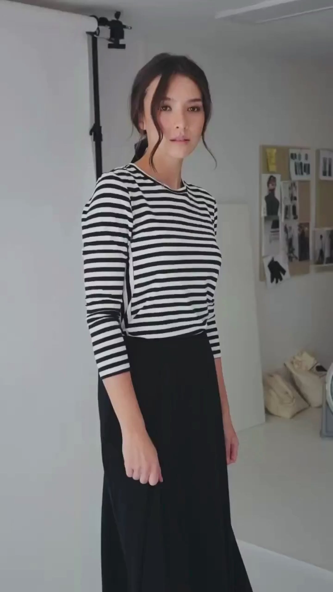 Striped Black and White Shirt Womens | Women's Striped Tee | Long Sleeve Tee | Crewneck 