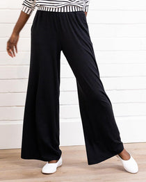 Black Wide Leg Pant - Wide Legs Pant Black - Lacson Ravello